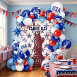 Labor Day Balloon Arch Kit, Red White Blue Garland, Statue of Liberty, USA Foil Balloons