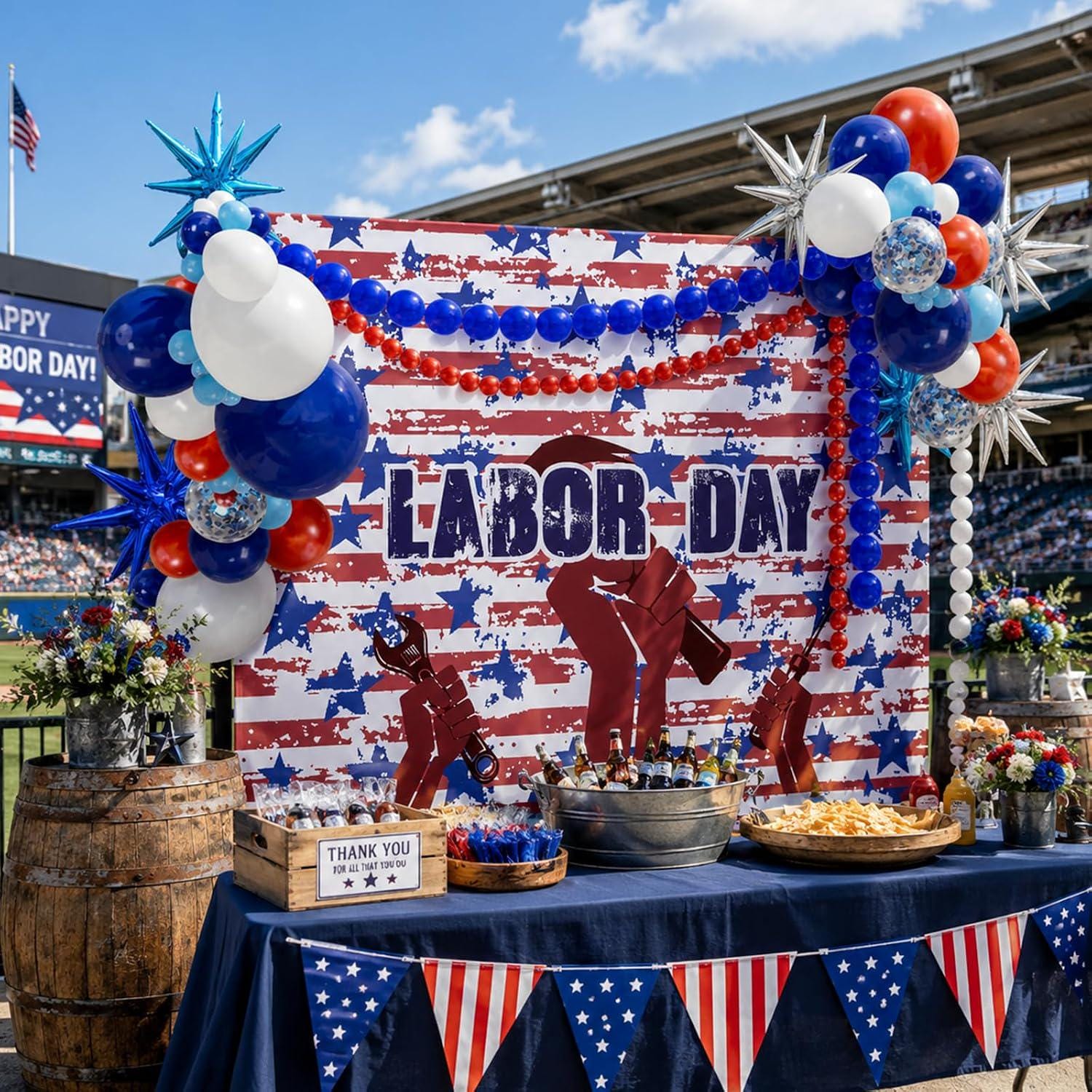 Labor Day Balloon Arch Kit, Red White Blue Patriotic Party Decor, Photo Booth Backdrop