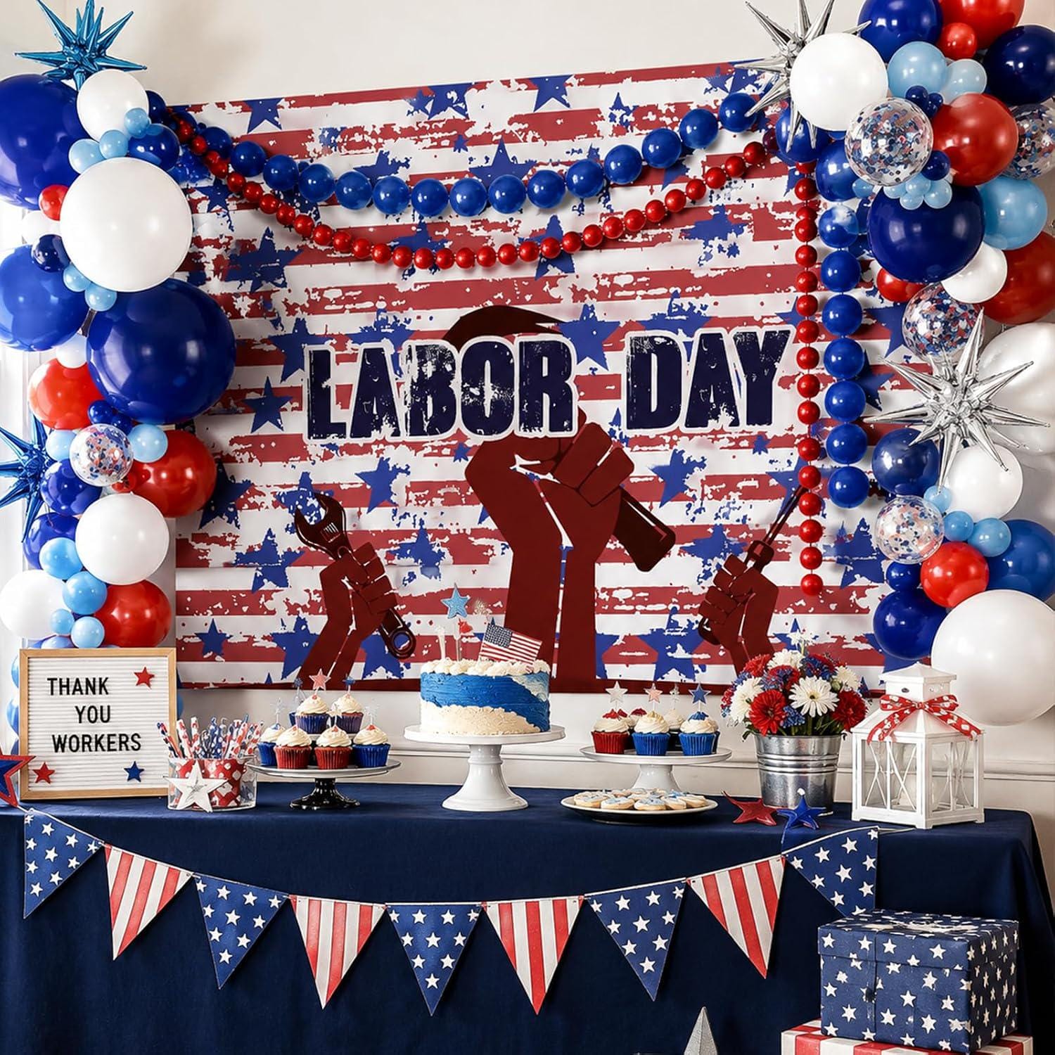 Labor Day Balloon Arch Kit, Red White Blue Patriotic Party Decor, Photo Booth Backdrop