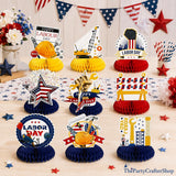 Patriotic Labor Day Centerpieces, Worker Tools, Red White Blue Decorations