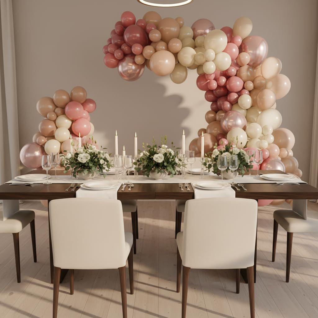 146 Pc Dusty Pink Balloon Arch Kit | Rose Gold Nude White Sand Garland | Baby Shower Wedding Birthday Decor
