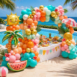 Tropical Balloon Arch Kit | Hawaiian Luau Garland, Flamingo Beach Party Decor