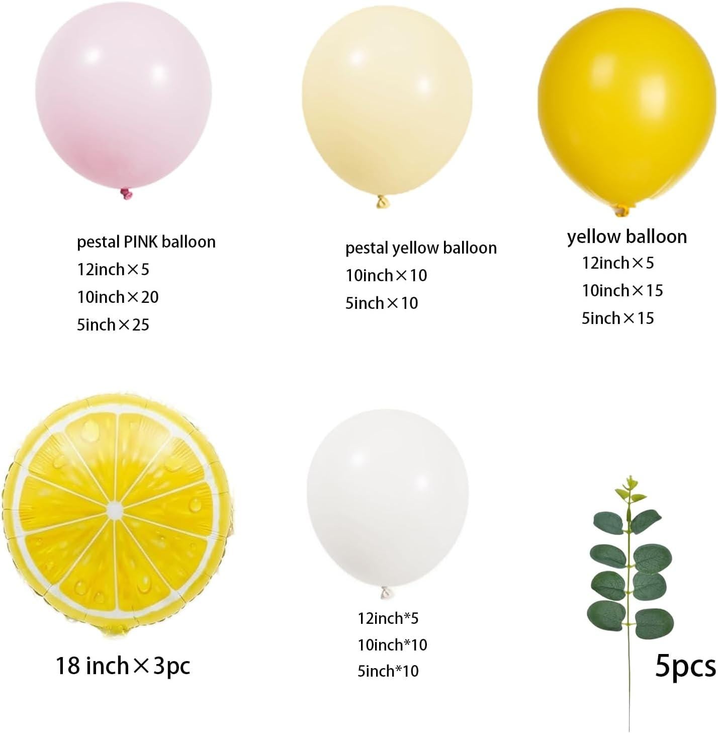 Lemon Balloon Arch Kit | Yellow Pink White Garland, Eucalyptus, Tutti Frutti Birthday Decor