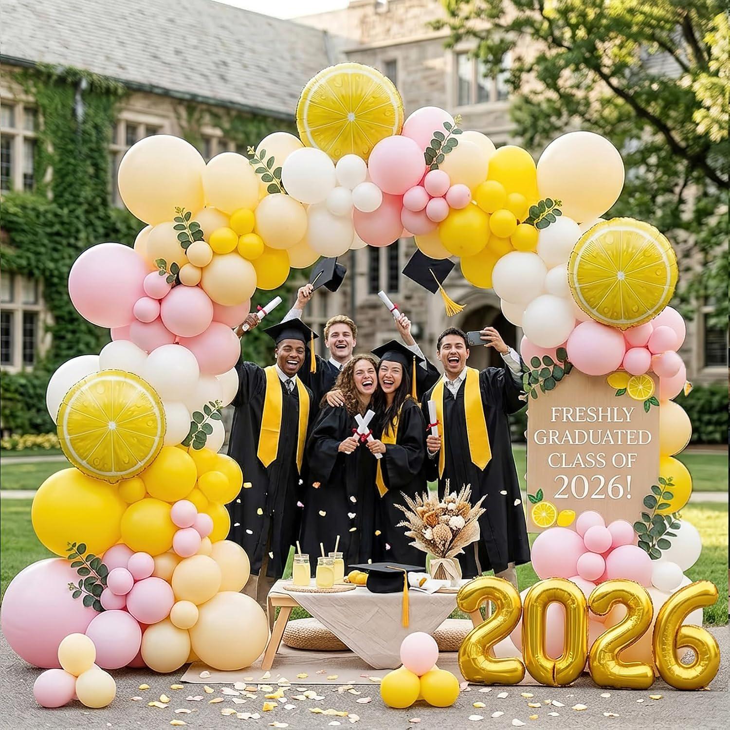 Lemon Balloon Arch Kit | Yellow Pink White Garland, Eucalyptus, Tutti Frutti Birthday Decor
