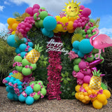 Tropical Balloon Arch Kit | Hawaiian Luau Garland with Flamingo, Pineapple, Sun, Beach Ball Decorations