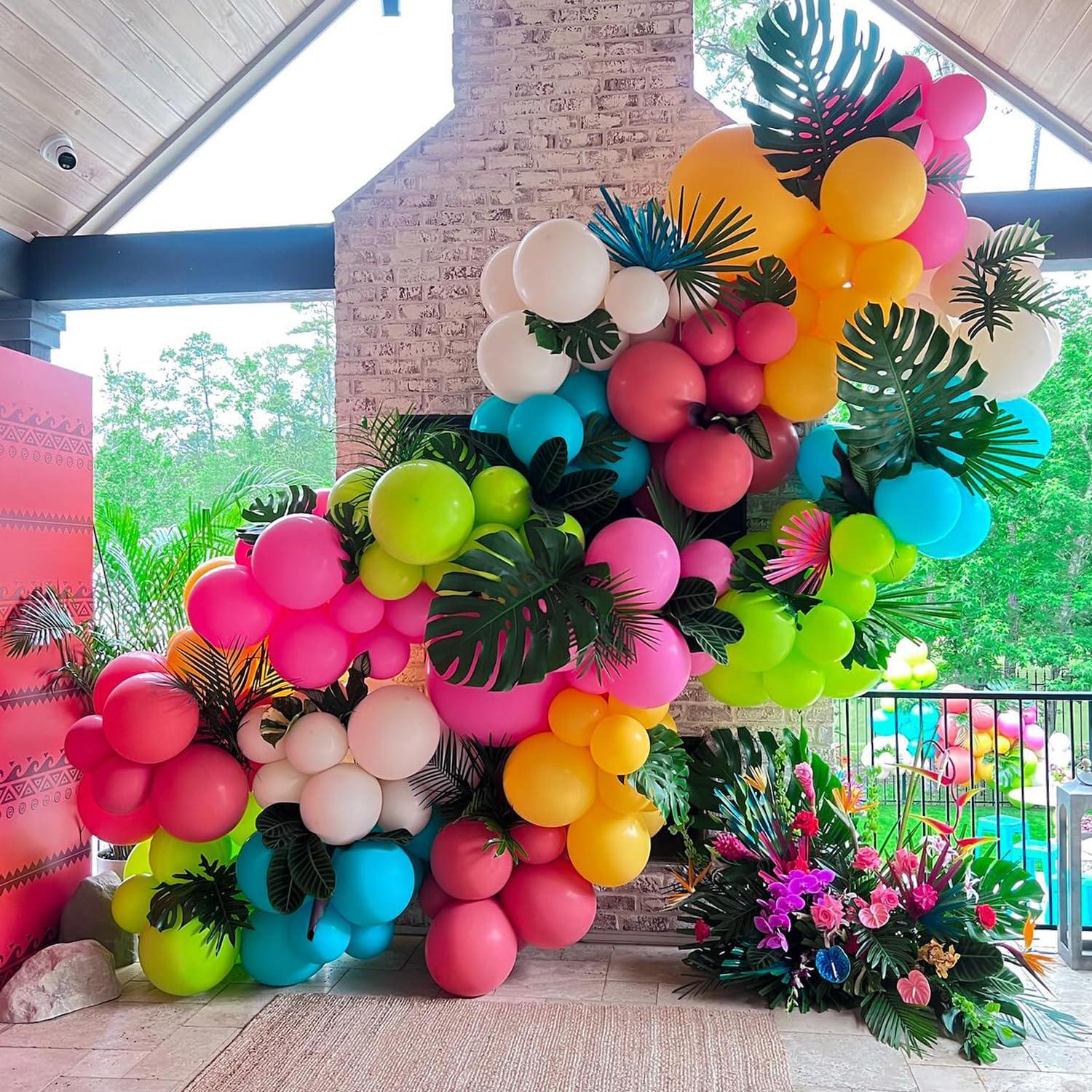 Tropical Balloon Arch Kit | Hawaiian Luau Garland with Flamingo, Pineapple, Sun, Beach Ball Decorations