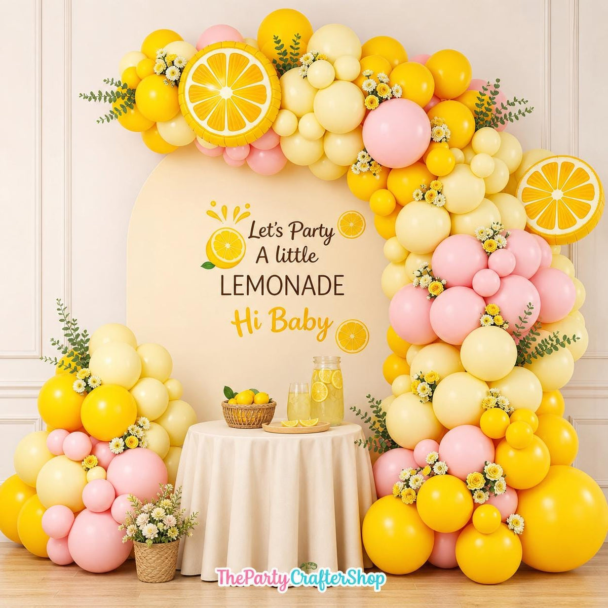 Lemon Balloon Arch Kit | Pink Yellow Garland for Lemonade Party Decor