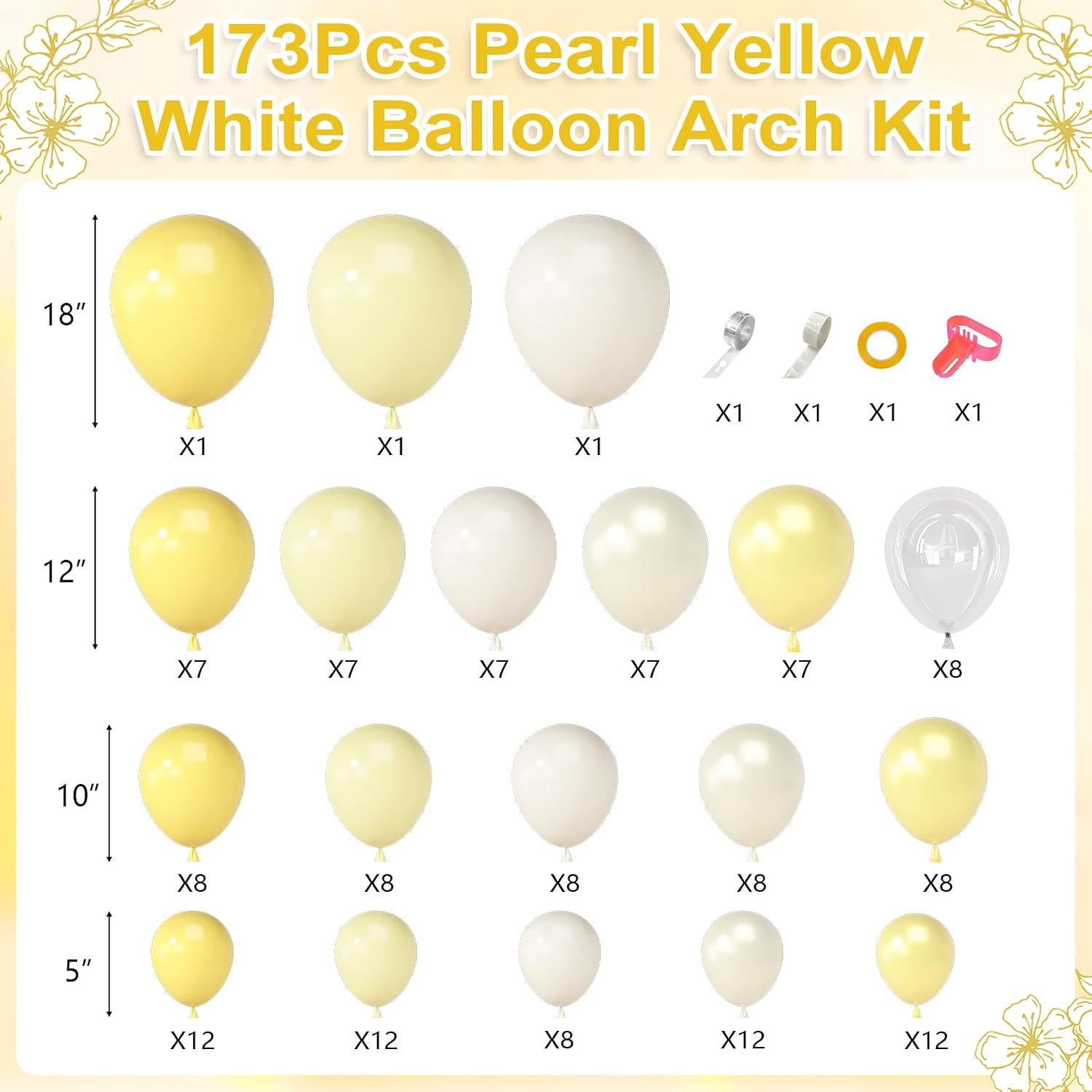 Yellow Balloon Arch Kit | Pearl White Sand Pastel Garland for Parties