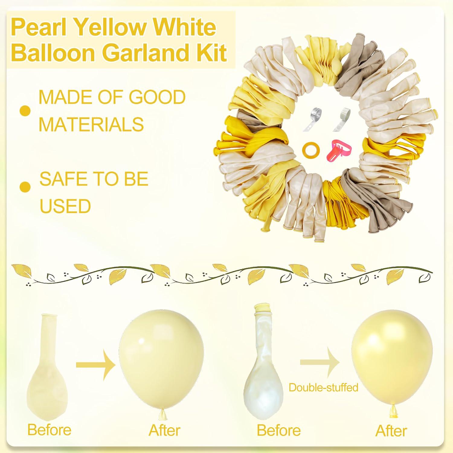 Yellow Balloon Arch Kit | Pearl White Sand Pastel Garland for Parties