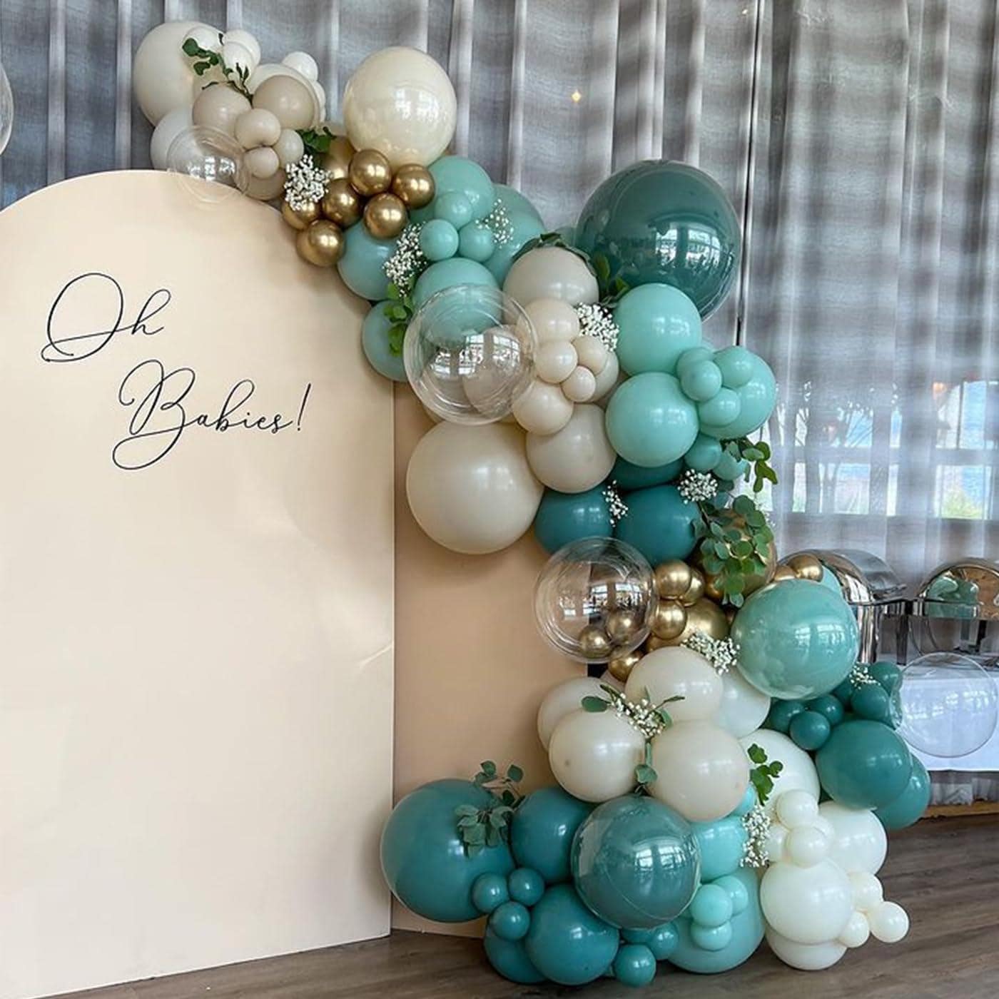 Teal Balloon Arch Garland Kit | Turquoise, Sand, White, Gold Beach Party Decor
