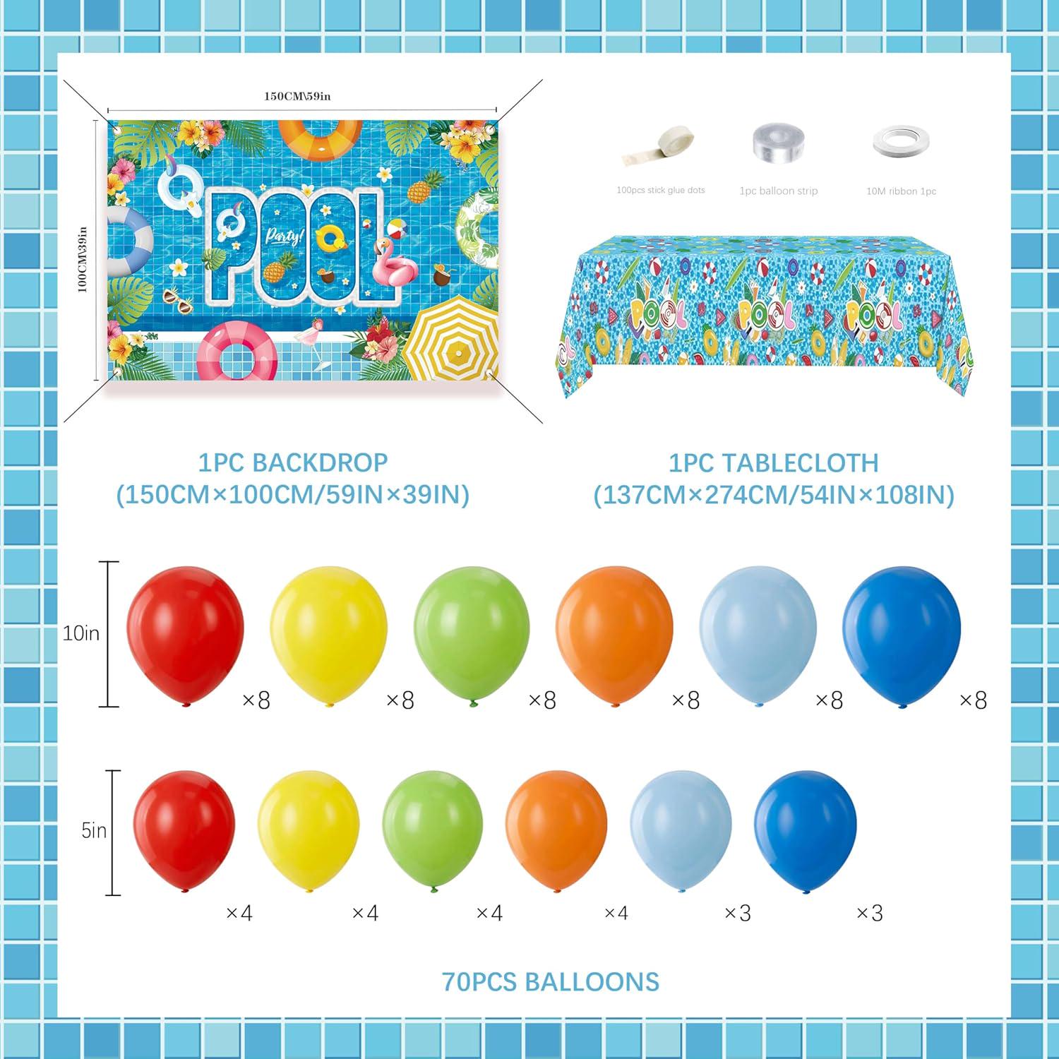Pool Party Balloon Arch Kit | Tropical Summer Beach Backdrop Decor