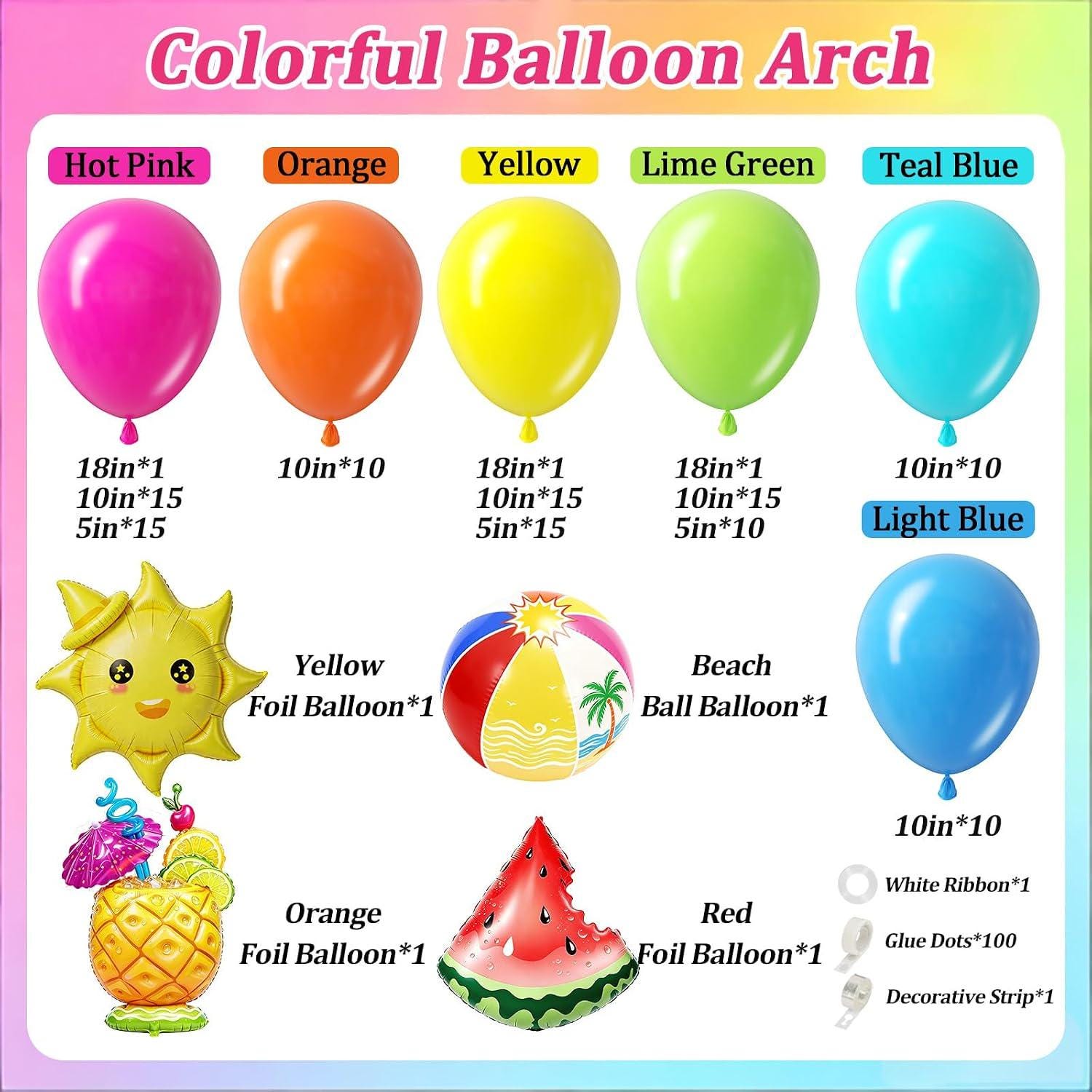 Pool Party Balloon Arch Kit | Colorful Summer Beach Ball Garland Decor