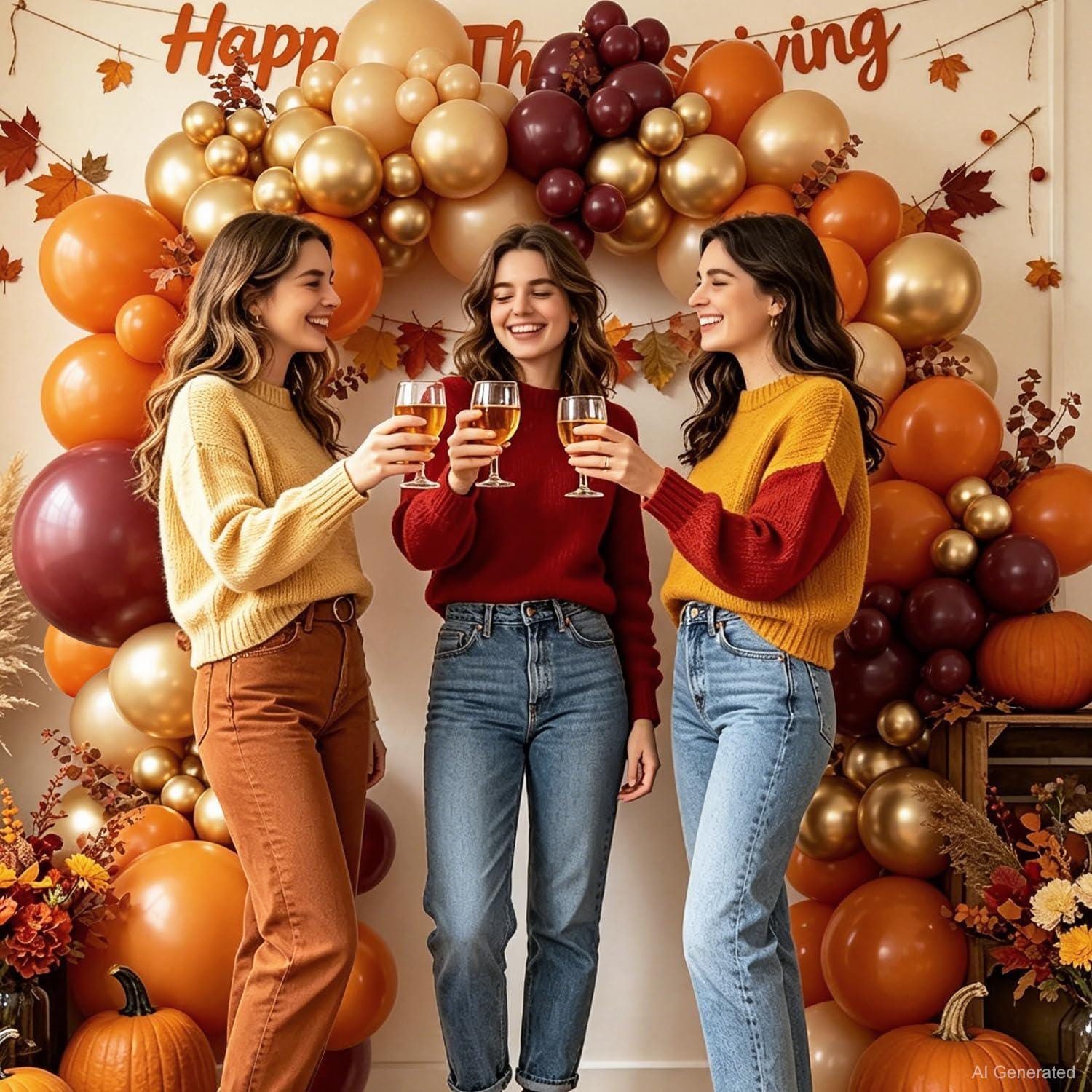 Burgundy Fall Balloon Arch Kit, 124pc Burnt Orange Gold Nude Balloon Garland for Thanksgiving Harvest Baby Shower Wedding Decor