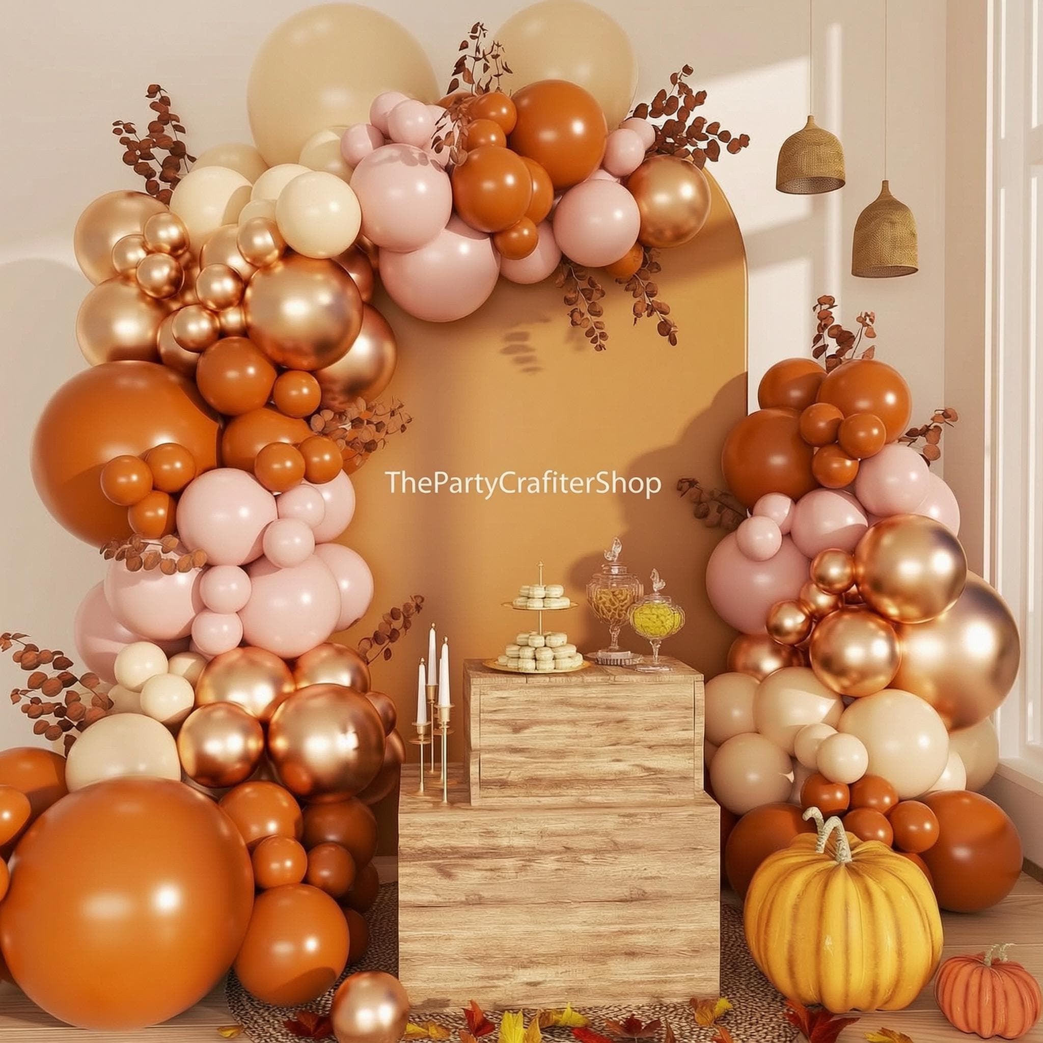 Fall Balloon Arch Kit, Orange Pink Ivory Metallic Garland, Autumn Baby Shower Birthday Decor
