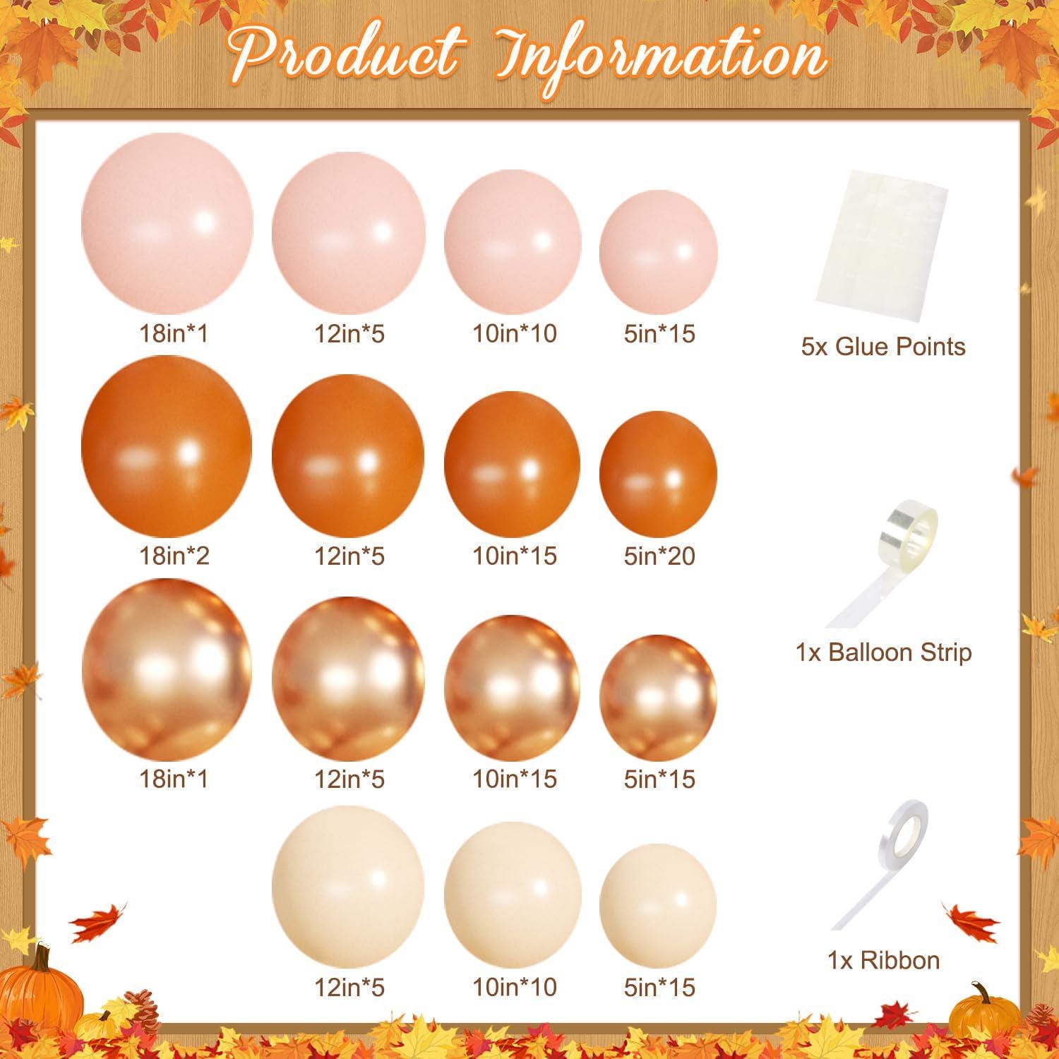 Fall Balloon Arch Kit, Orange Pink Ivory Metallic Garland, Autumn Baby Shower Birthday Decor