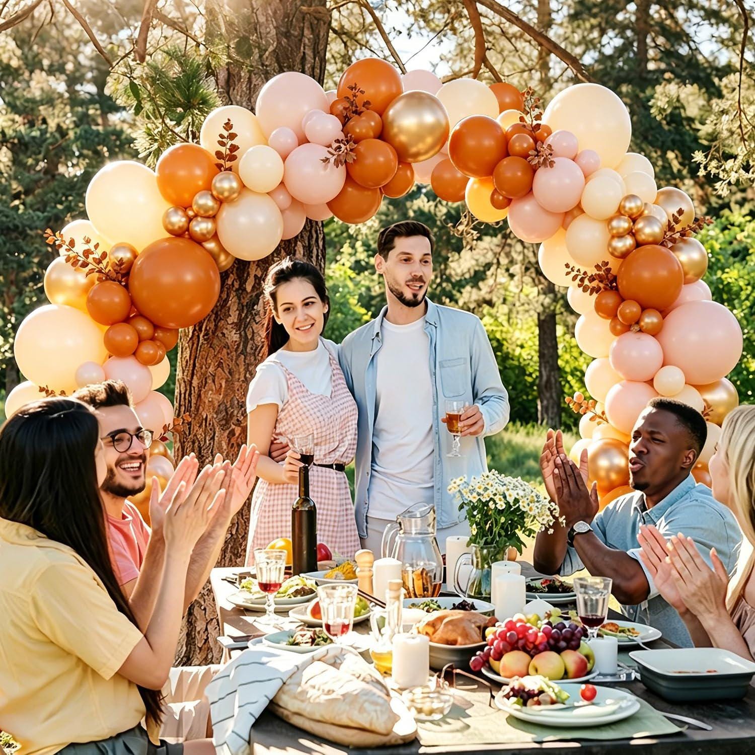 Fall Balloon Arch Kit, Orange Pink Ivory Metallic Garland, Autumn Baby Shower Birthday Decor