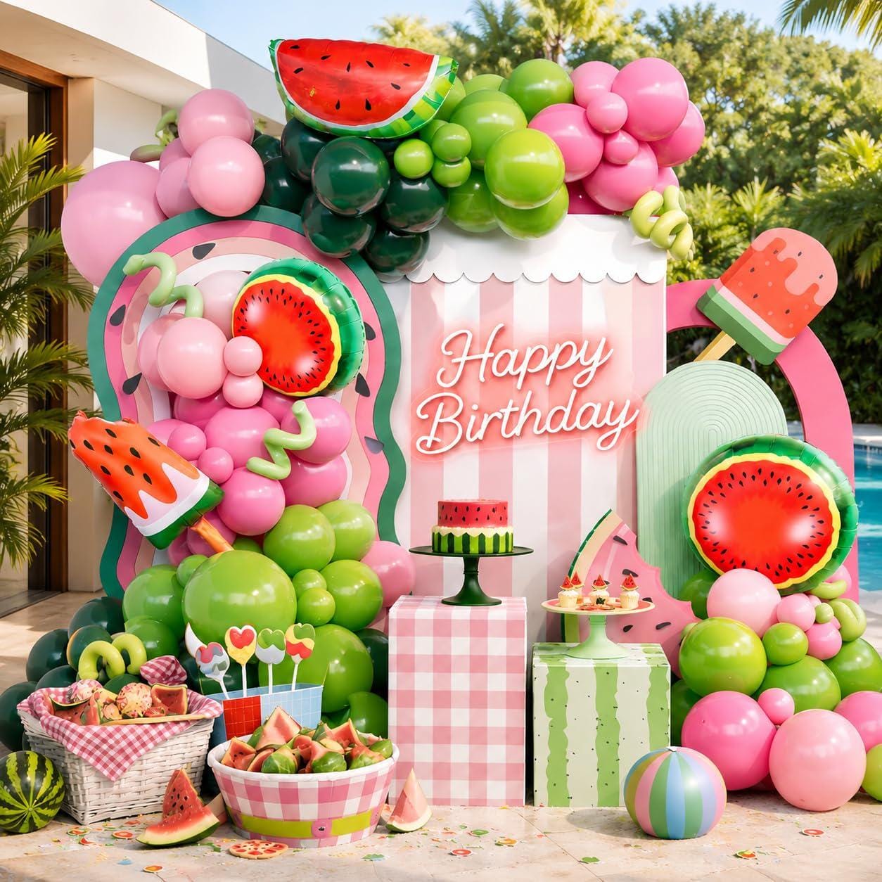 Watermelon Balloon Arch Kit | One in a Melon Birthday Party Decor