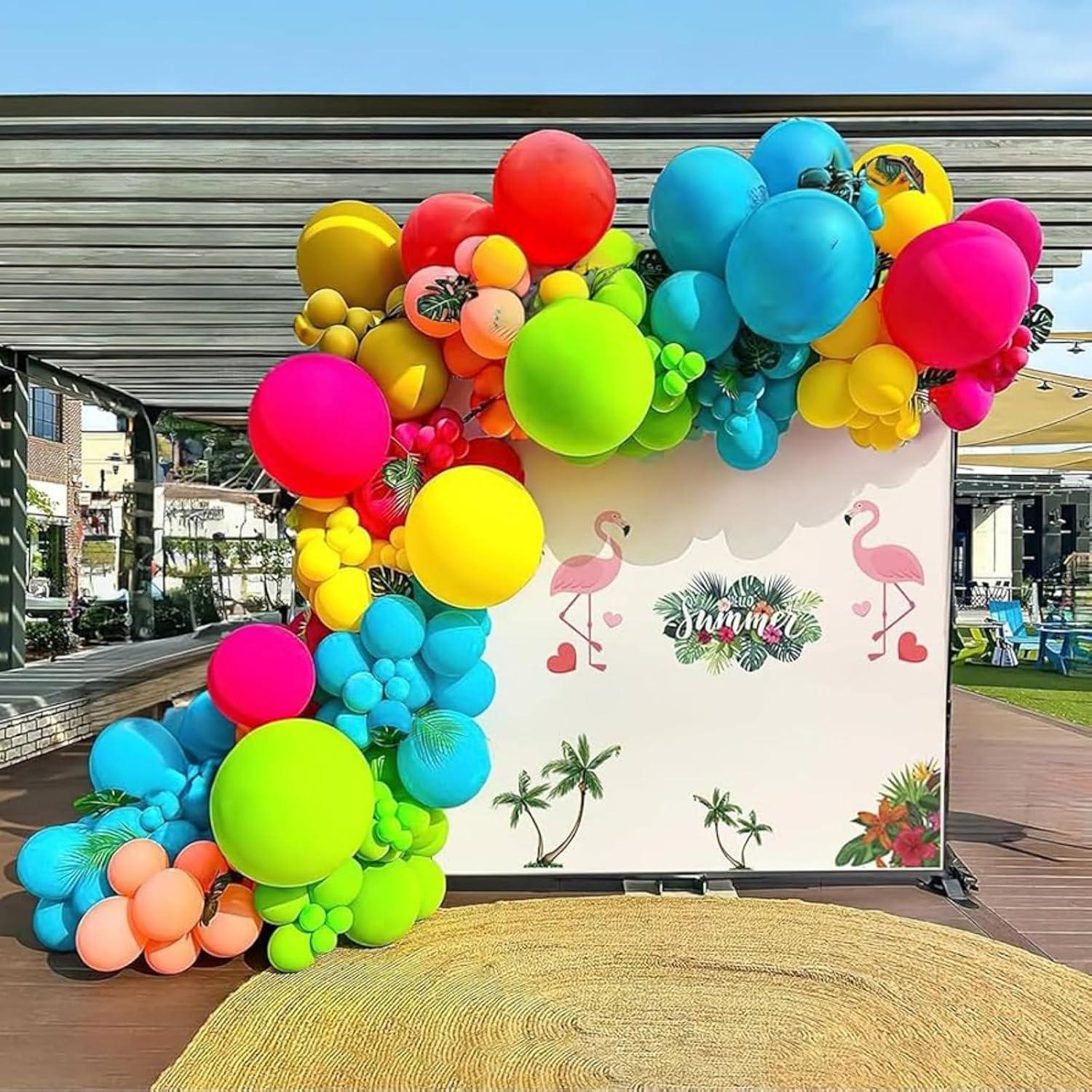 Tropical Hawaiian Balloon Set | Hot Pink, Green, Orange, Yellow, Teal, Blue Summer Party Decorations
