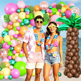 Tropical Balloon Arch Kit | Hawaiian Luau Party Decorations with Palm Tree Balloons