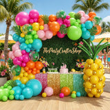 Tropical Balloon Arch Kit | Aloha Party Decor with Pink, Green, Teal, Orange, Gold Balloons