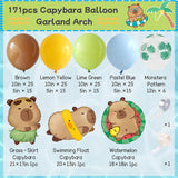 Capybara Birthday Balloon Arch Kit | Brown, Blue, Green Party Decorations