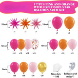 Pink Orange Balloon Garland Kit | Hot Pink Gold Confetti Star Balloons