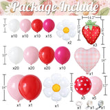 Strawberry Balloon Arch Kit | Berry First Birthday Decorations, Red Pink White Balloons, Daisy Foil