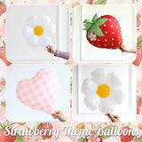 Strawberry Balloon Arch Kit | Berry First Birthday Decorations, Red Pink White Balloons, Daisy Foil