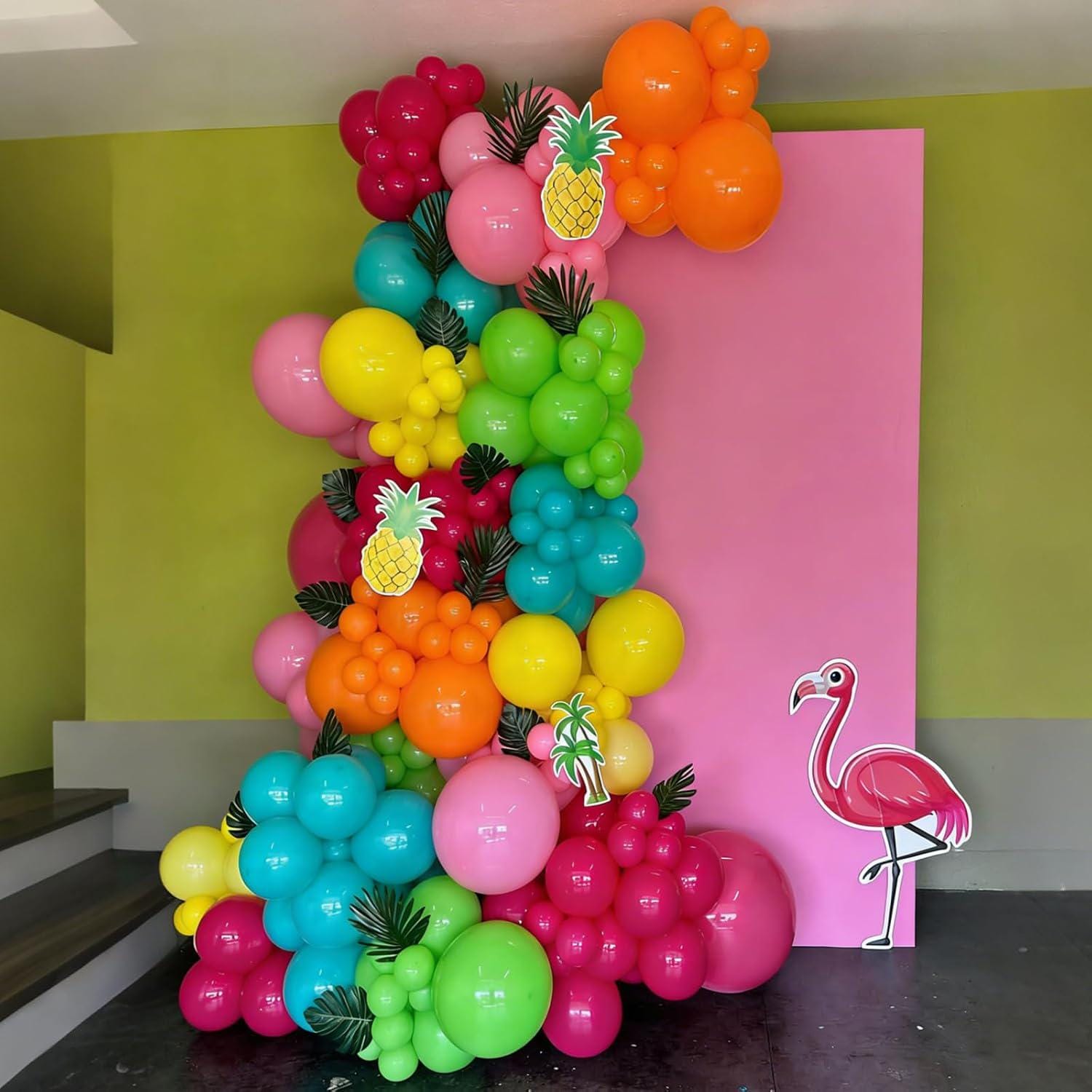 Tropical Balloon Arch Kit | Hot Pink, Orange, Teal, Green, Yellow Party Decor