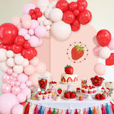 Red Pink Balloon Arch Garland Kit | Strawberry Cherry Sweet One Birthday Party Decorations