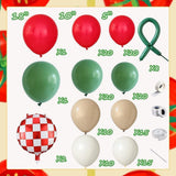 Tomato Balloon Arch Kit | Red Green Garland, Checkered Foil Balloons (146 Pieces)