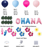 Pink Blue Tropical Balloon Arch Kit | OHANA Hawaiian Party Decor, Palm Leaves, Flowers