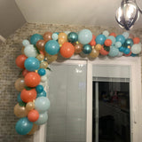 Tropical Balloon Garland Arch Kit | Retro Orange, Aqua, Teal, Blue, Rose Gold Party Decor