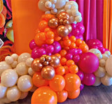 Pink Orange Balloon Arch Kit | Hot Pink, Gold Garland for Groovy Birthday Party