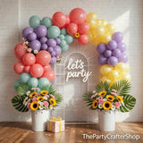 Dusty Green Purple Yellow Coral Balloon Arch Kit | Double Stuffed Party Decor