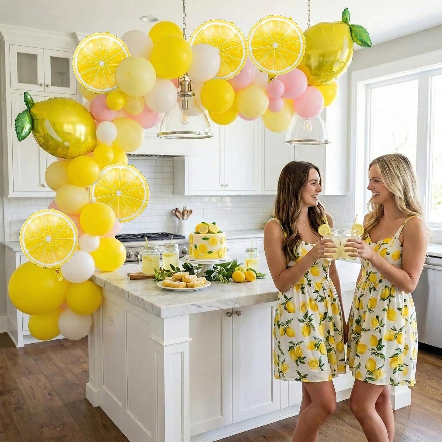 Lemon Balloon Garland Kit | Yellow Pink Summer Party Decor, Bridal Shower, Baby Shower