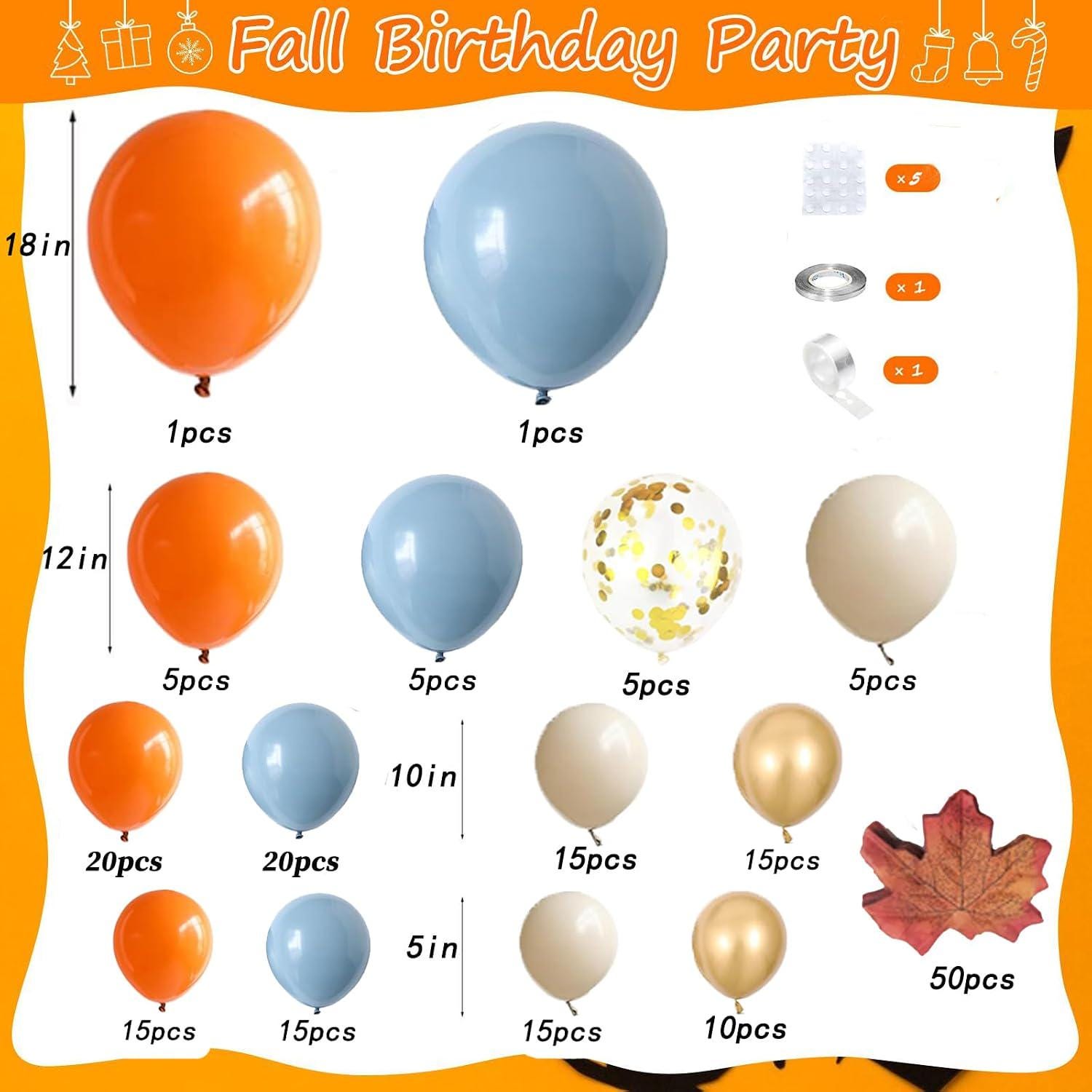 Fall Balloon Arch Kit, Burnt Orange, Dusty Blue, Sand White, Boho Baby Shower Decor