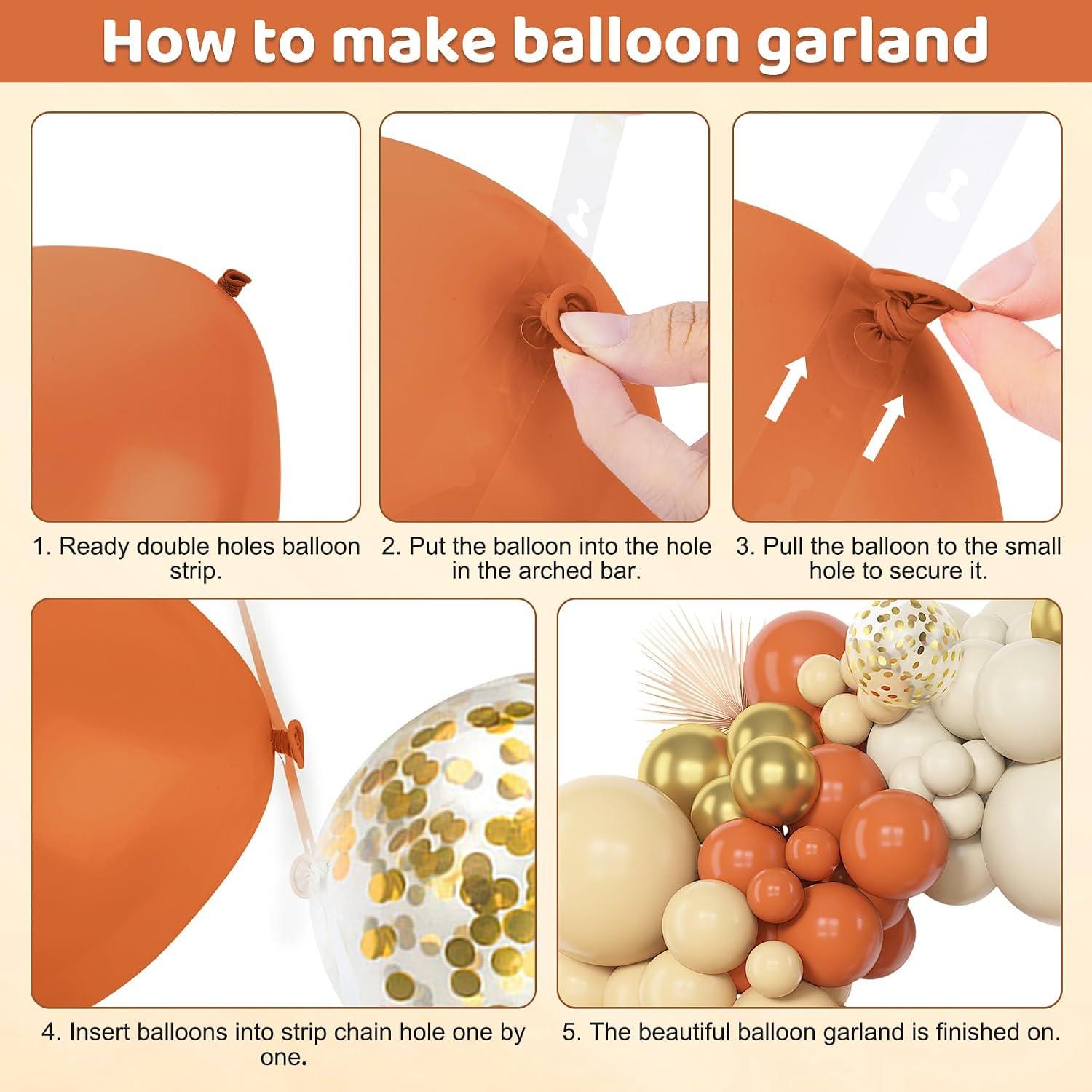 Orange Balloon Arch Kit, Pastel, Sand, Gold Confetti, Fall Baby Shower Decor