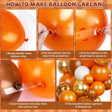 Fall Balloon Arch Kit, Burnt Orange Coffee Brown Sand White Garland, Maple Leaves, Thanksgiving Decor
