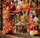Orange Burgundy Balloon Garland Kit, Boho Fall Wedding Baby Shower Decor