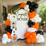 Graduation Balloon Arch Kit, Orange Black White Garland, Congrats Grad Party Decorations