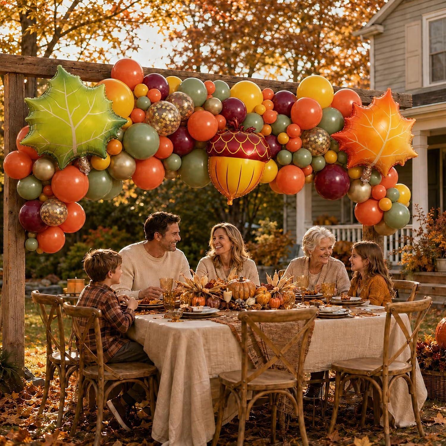 Fall Balloon Garland Arch Kit, Burnt Orange Burgundy Terracotta Sage Green Mustard Gold Balloons, Friendsgiving Autumn Birthday Decor