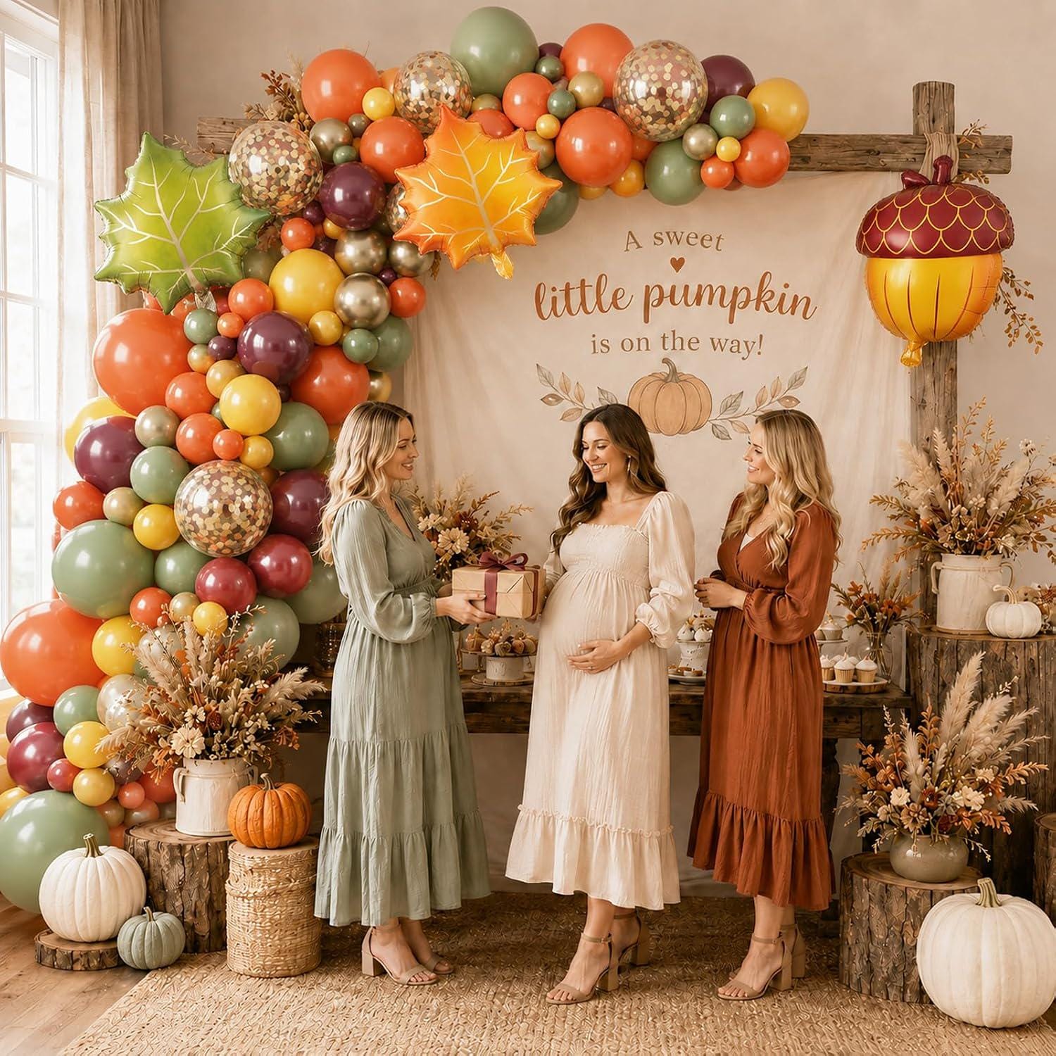 Fall Balloon Garland Arch Kit, Burnt Orange Burgundy Terracotta Sage Green Mustard Gold Balloons, Friendsgiving Autumn Birthday Decor