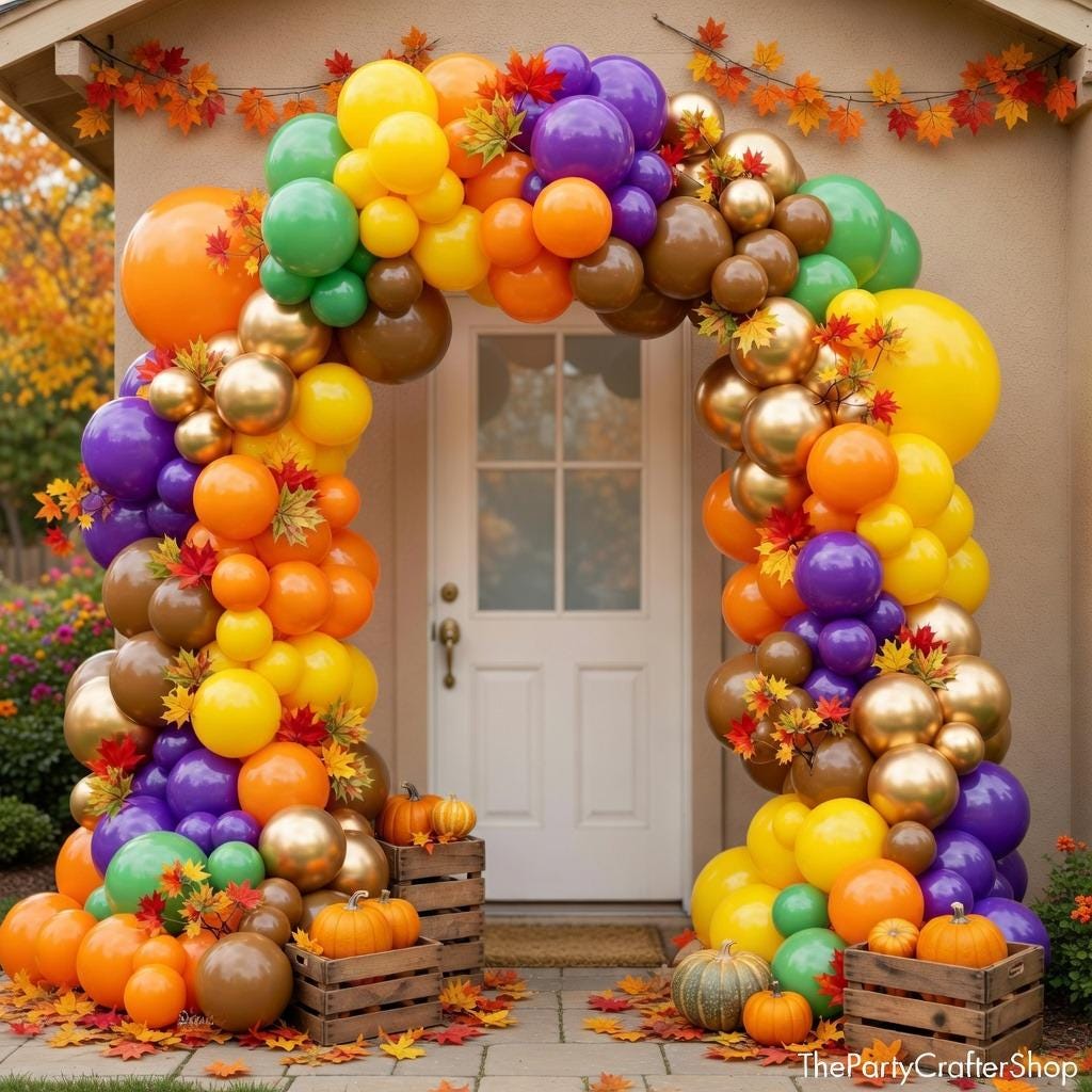 190PCS Fall Balloon Arch Kit, Burnt Orange Yellow Balloon Garland, Thanksgiving Harvest Birthday Autumn Party Decorations