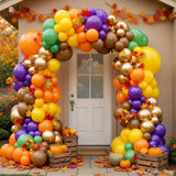 190PCS Fall Balloon Arch Kit, Burnt Orange Yellow Balloon Garland, Thanksgiving Harvest Birthday Autumn Party Decorations