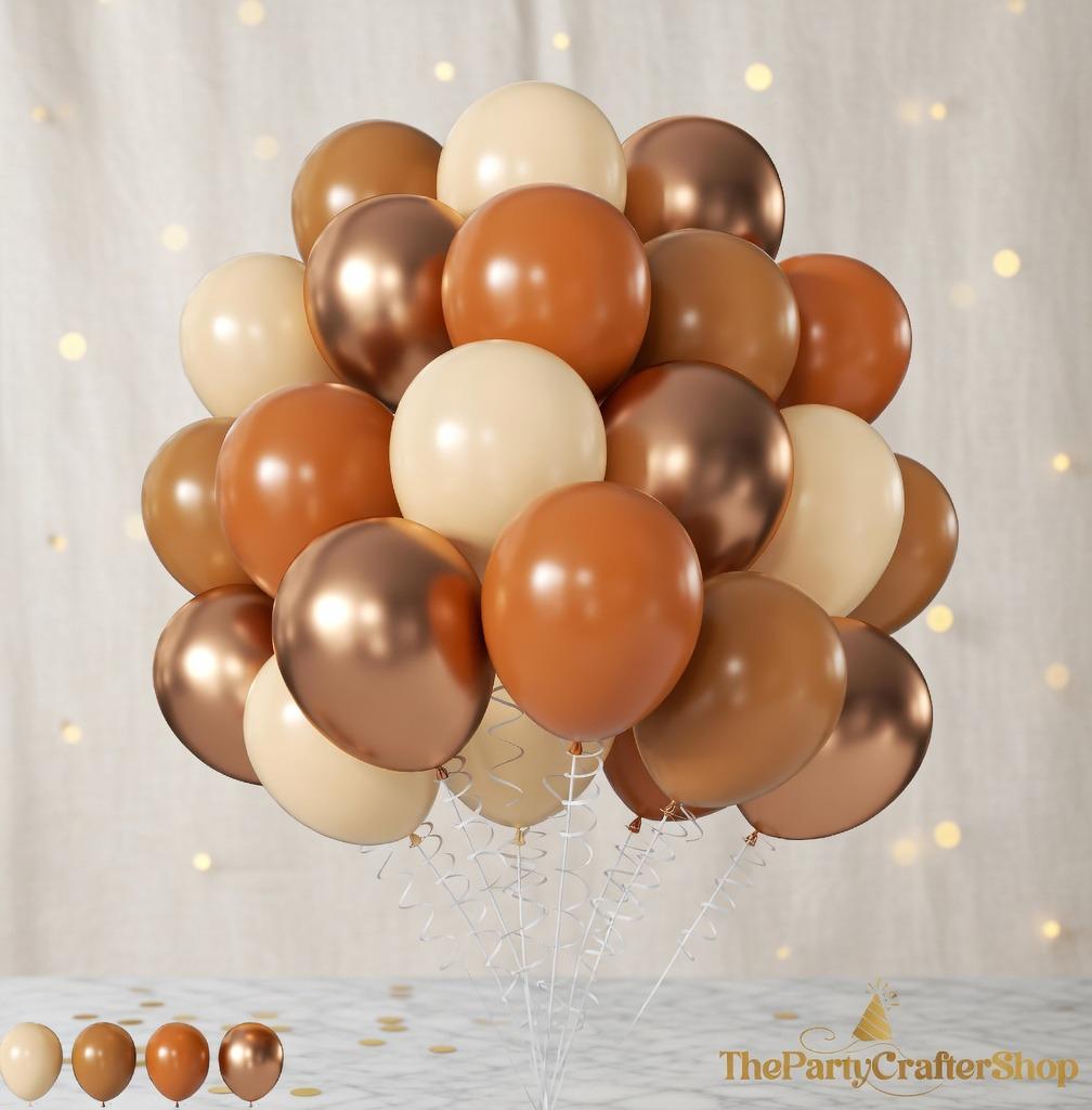 60PCS Burnt Orange Copper Fall Balloons, Retro Brown Sand White Balloon Garland, Thanksgiving Harvest Baby Shower Wedding Birthday Decor