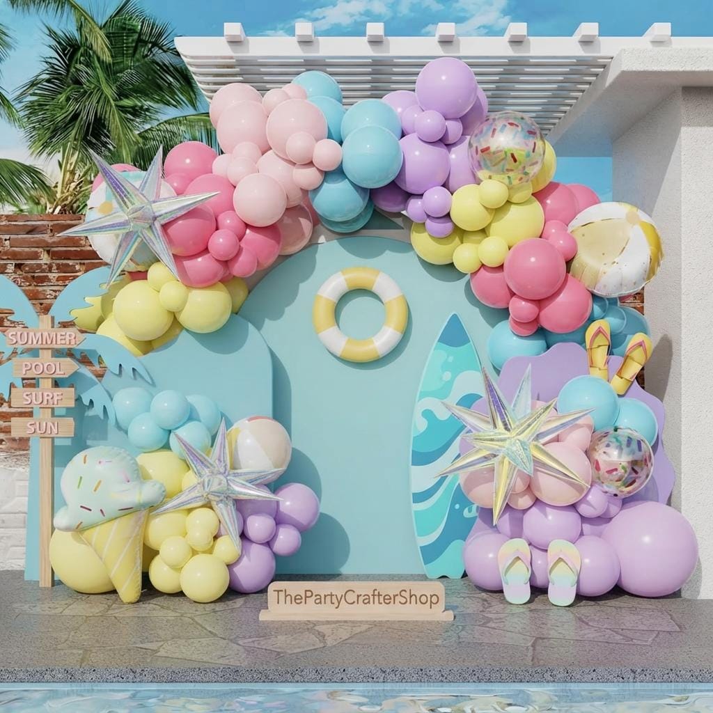 Pool Party Balloon Arch Kit | Summer Birthday, Beach, Ice Cream Theme Decorations