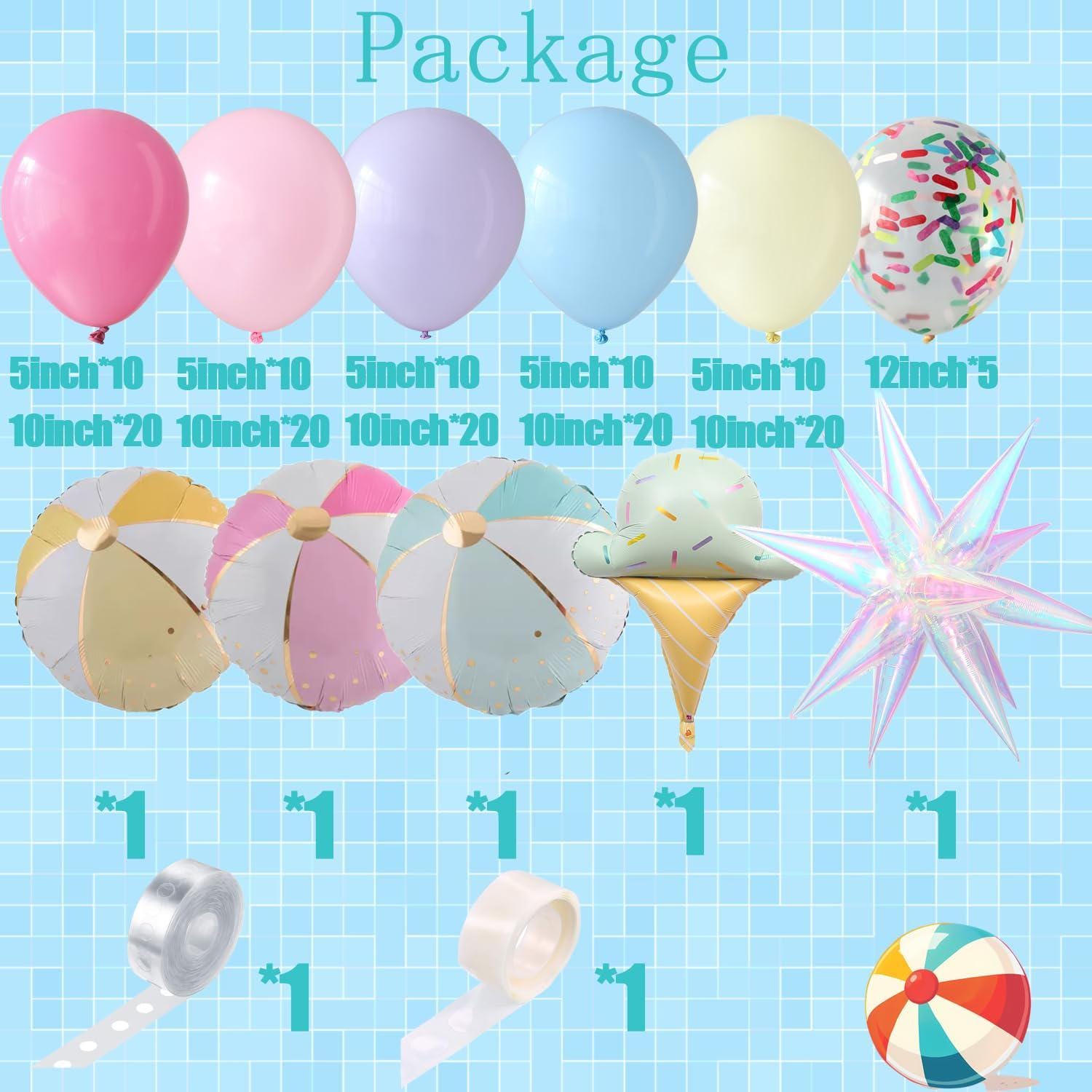 Pool Party Balloon Arch Kit | Summer Birthday, Beach, Ice Cream Theme Decorations