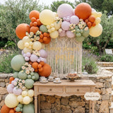 Sage Green Orange Balloon Arch Kit | Lavender Ivory Balloons for Baby Shower, Birthday, Wedding