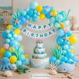 Ocean Theme Balloon Arch Kit | Blue, Teal, Yellow Under the Sea Party Decorations